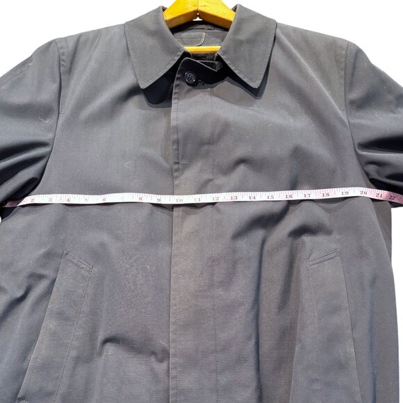 London Fog VTG men's navy trench over coat removable faux fur liner sz 40 XShort - Picture 9 of 15